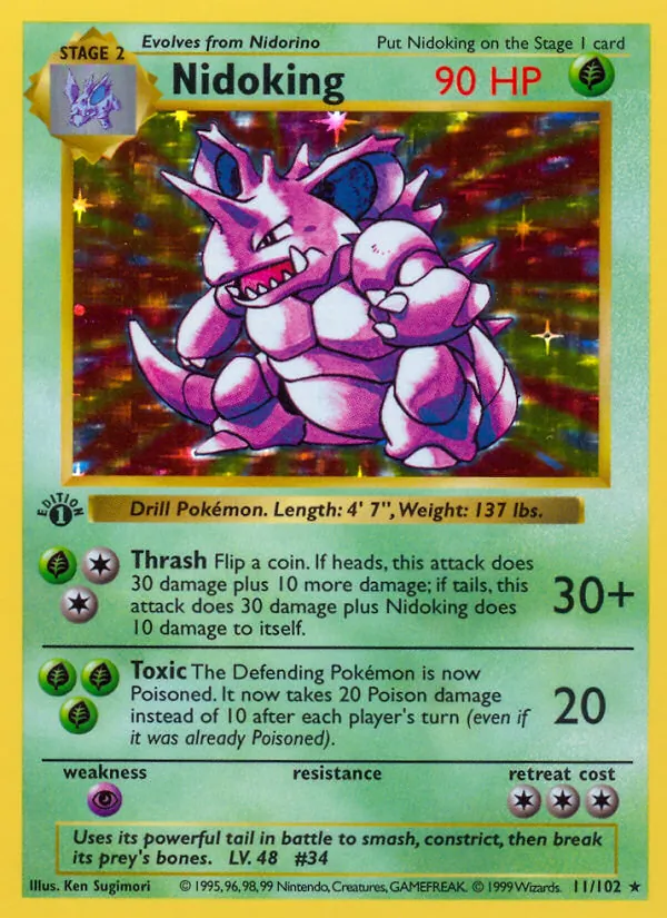 Carta Nidoking, número 11/102 da coleção Coleção Básica