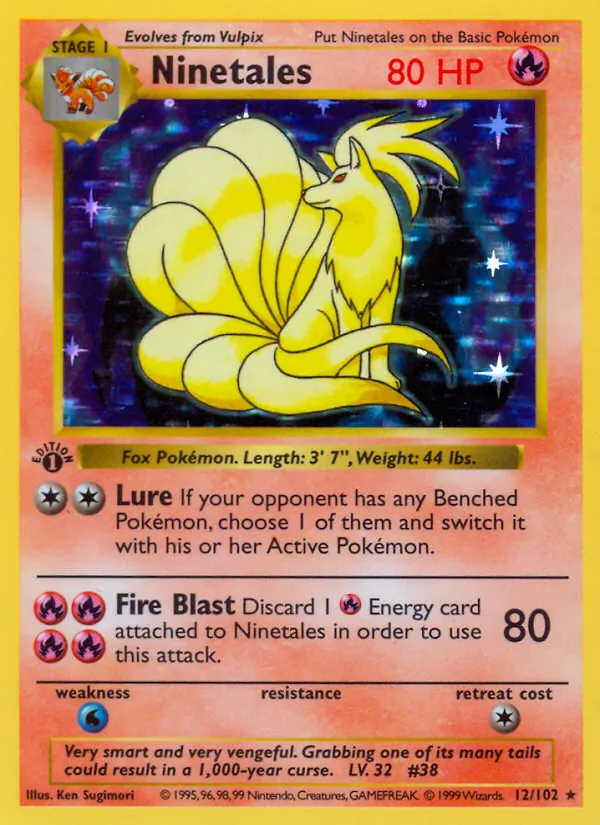Carta Ninetales, número 12/102 da coleção Coleção Básica