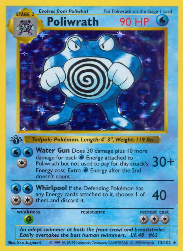 Carta Poliwrath, número 13/102 da coleção Coleção Básica
