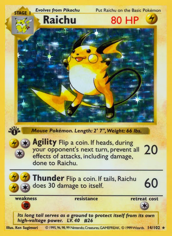Carta Raichu, número 14/102 da coleção Coleção Básica