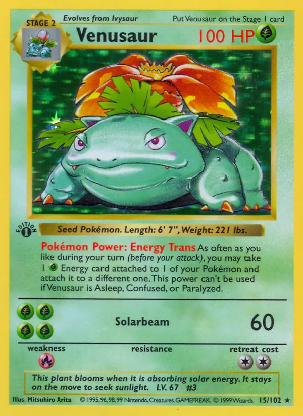 Carta Venusaur, número 15/102 da coleção Coleção Básica