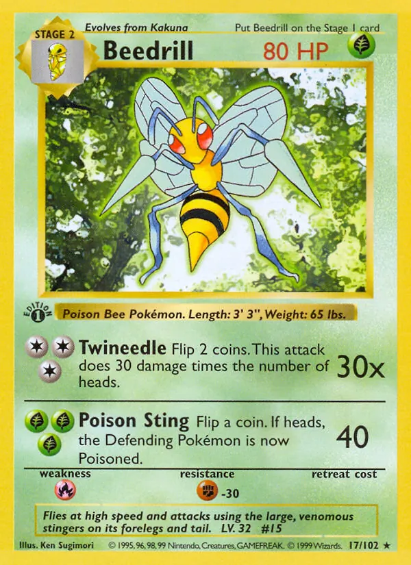 Carta Beedrill, número 17/102 da coleção Coleção Básica