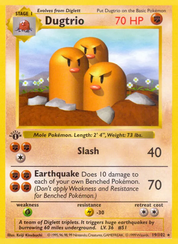 Carta Dugtrio, número 19/102 da coleção Coleção Básica