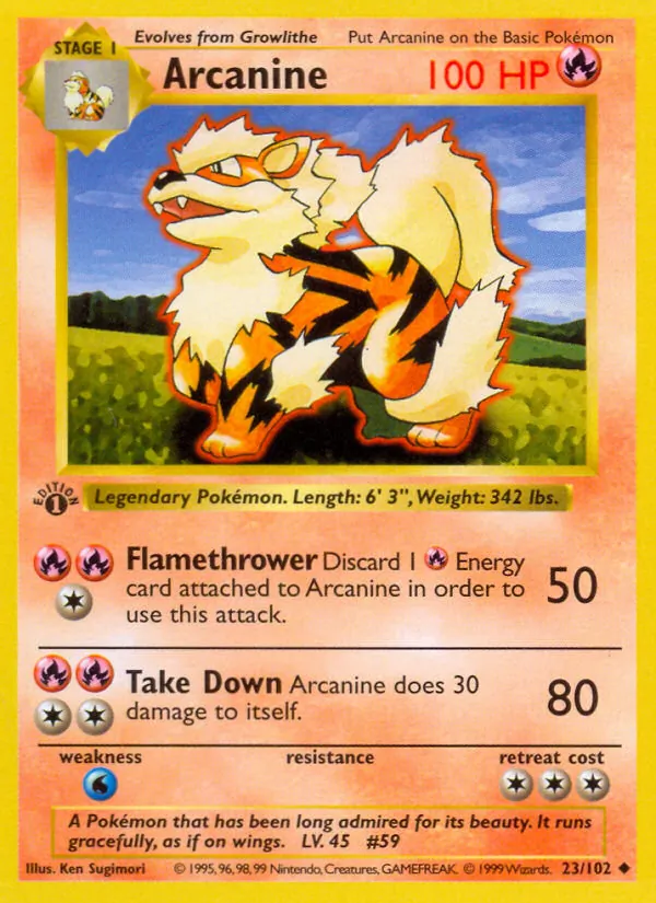 Carta Arcanine, número 23/102 da coleção Coleção Básica