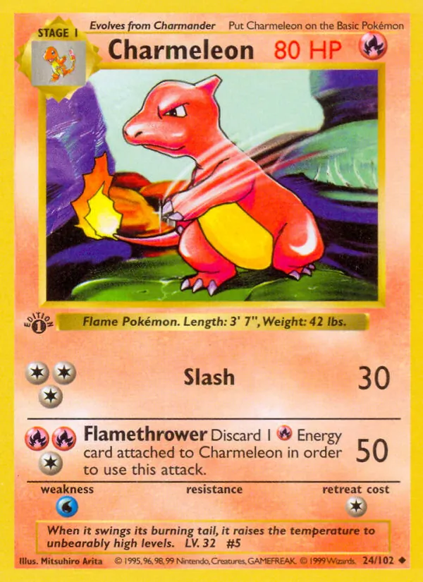 Carta Charmeleon, número 24/102 da coleção Coleção Básica