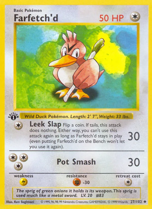 Carta Farfetch'd, número 27/102 da coleção Coleção Básica