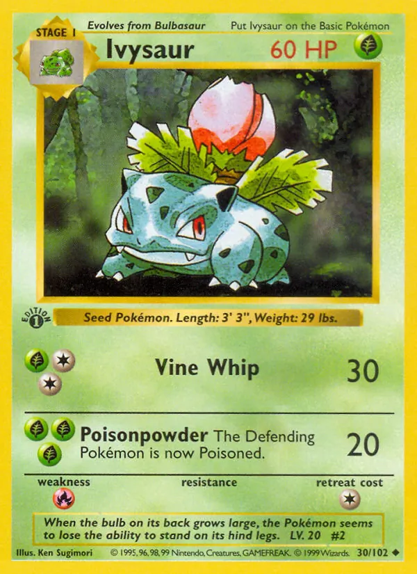 Carta Ivysaur, número 30/102 da coleção Coleção Básica