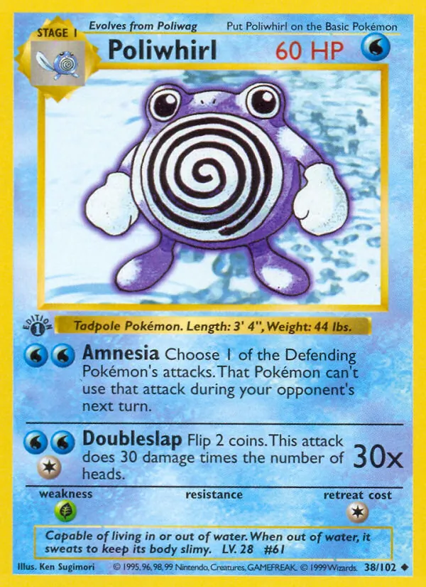 Carta Poliwhirl, número 38/102 da coleção Coleção Básica