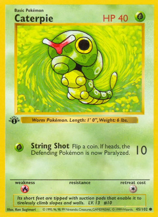 Carta Caterpie, número 45/102 da coleção Coleção Básica