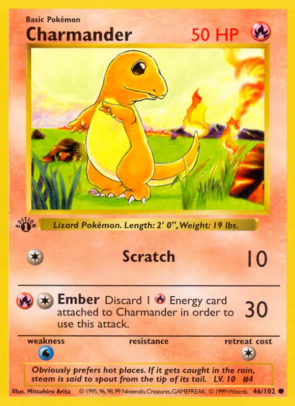 Carta Charmander, número 46/102 da coleção Coleção Básica