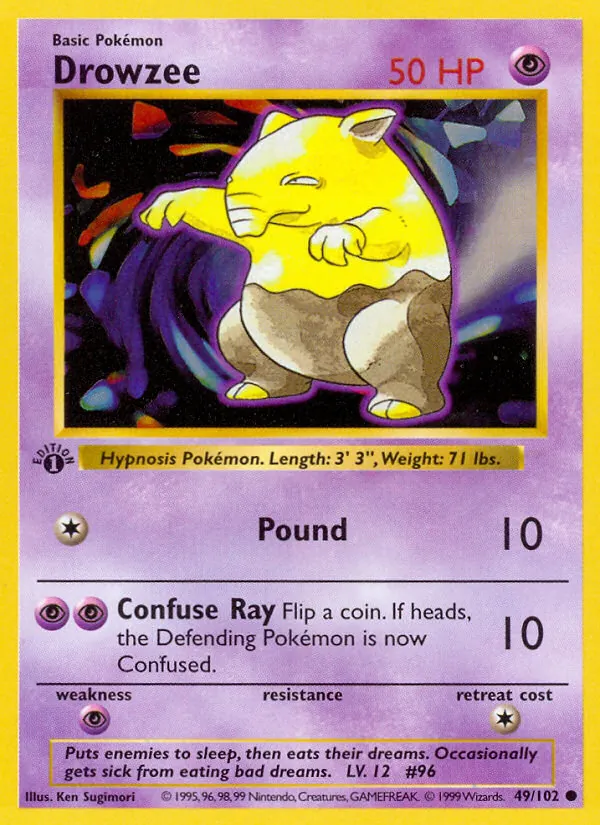 Carta Drowzee, número 49/102 da coleção Coleção Básica