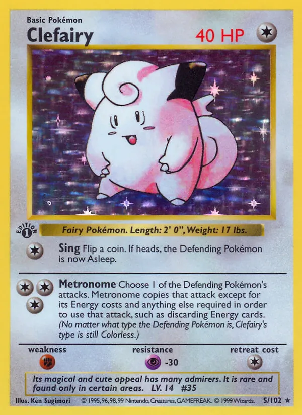 Carta Clefairy, número 5/102 da coleção Coleção Básica