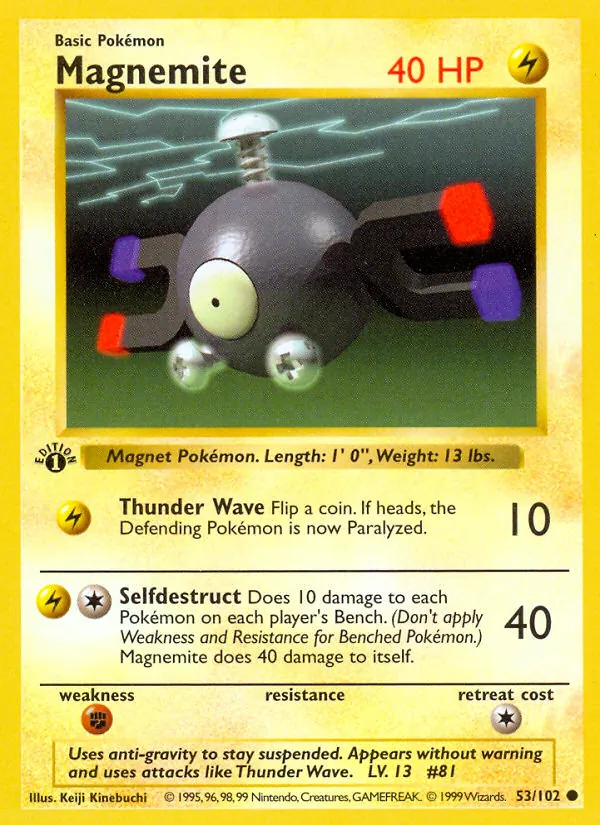 Carta Magnemite, número 53/102 da coleção Coleção Básica