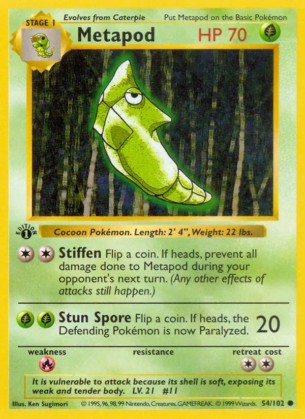 Carta Metapod, número 54/102 da coleção Coleção Básica