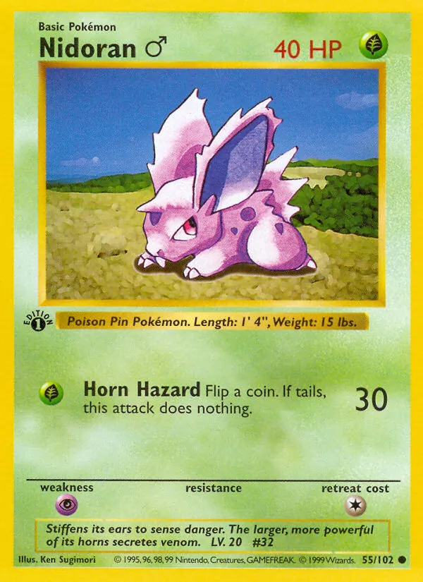 Carta Nidoran♂, número 55/102 da coleção Coleção Básica