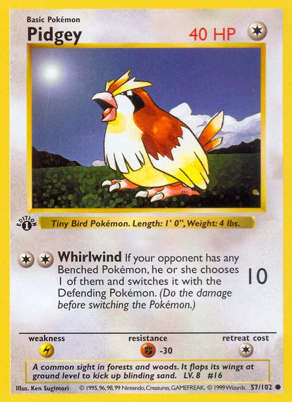 Carta Pidgey, número 57/102 da coleção Coleção Básica