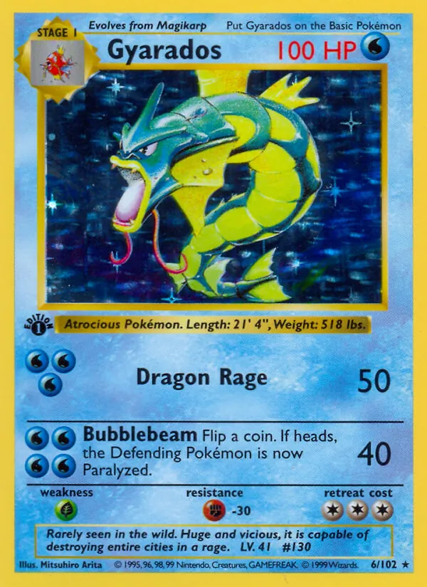 Carta Gyarados, número 6/102 da coleção Coleção Básica