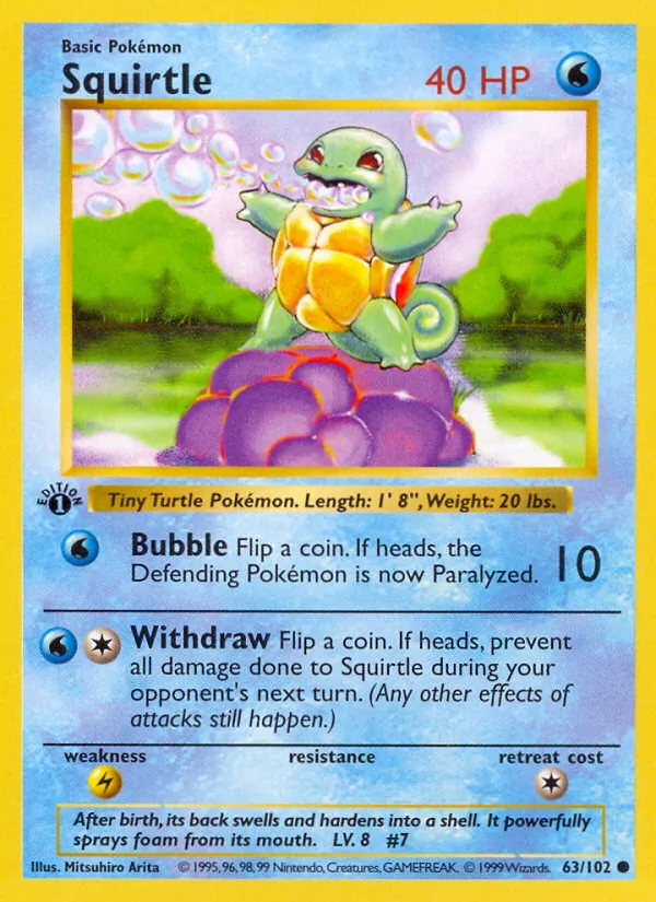 Carta Squirtle, número 63/102 da coleção Coleção Básica