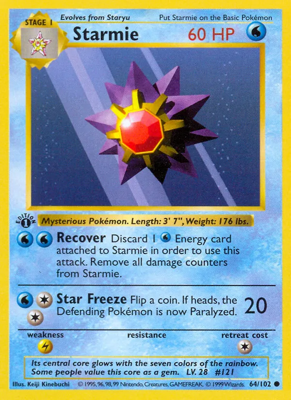 Carta Starmie, número 64/102 da coleção Coleção Básica