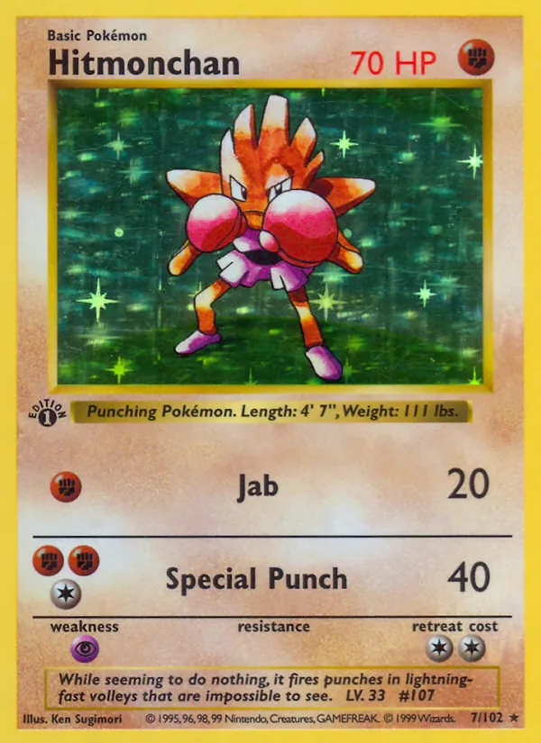 Carta Hitmonchan, número 7/102 da coleção Coleção Básica