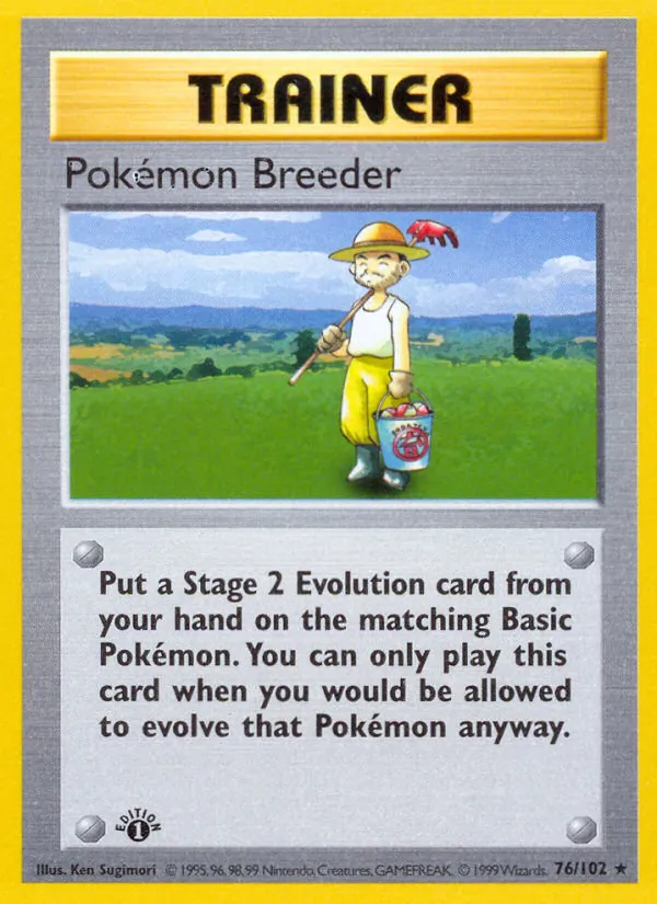 Carta Pokémon Breeder, número 76/102 da coleção Coleção Básica