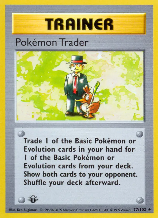 Carta Pokémon Trader, número 77/102 da coleção Coleção Básica