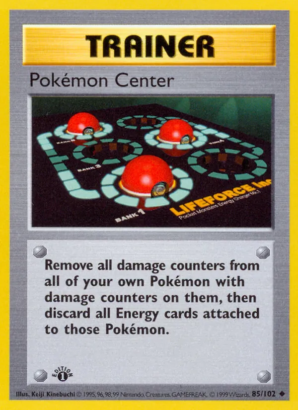 Carta Pokémon Center, número 85/102 da coleção Coleção Básica
