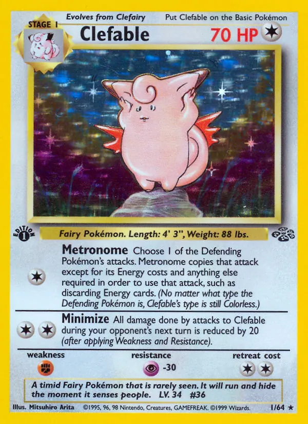 Carta Clefable, número 1/64 da coleção Selva