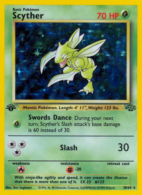 Carta Scyther, número 10/64 da coleção Selva