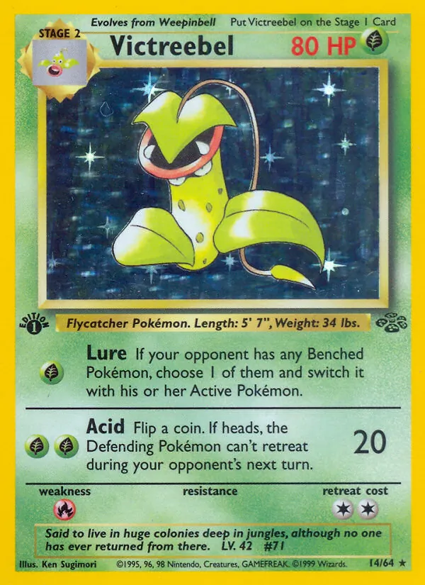 Carta Victreebel, número 14/64 da coleção Selva