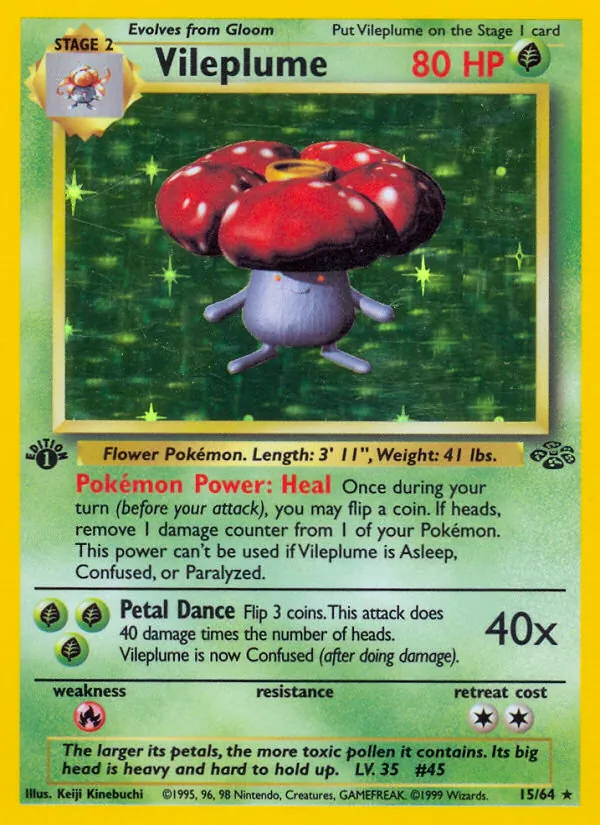 Carta Vileplume, número 15/64 da coleção Selva