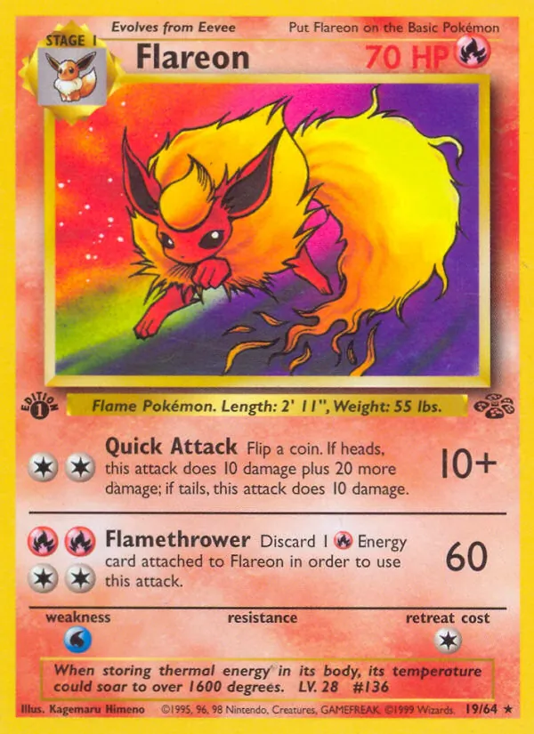 Carta Flareon, número 19/64 da coleção Selva
