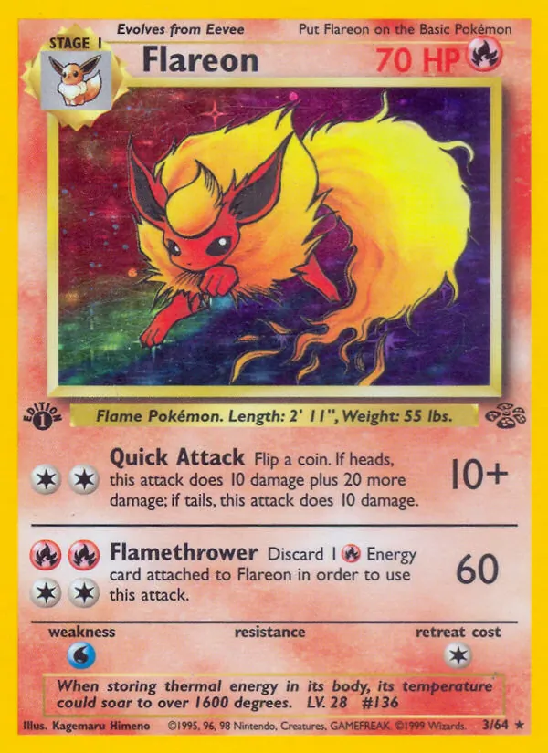 Carta Flareon, número 3/64 da coleção Selva