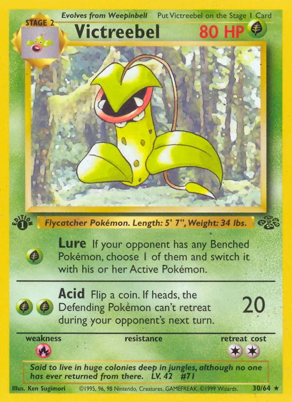 Carta Victreebel, número 30/64 da coleção Selva