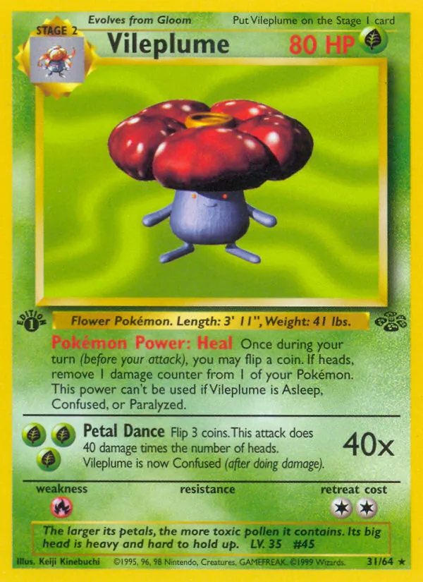 Carta Vileplume, número 31/64 da coleção Selva