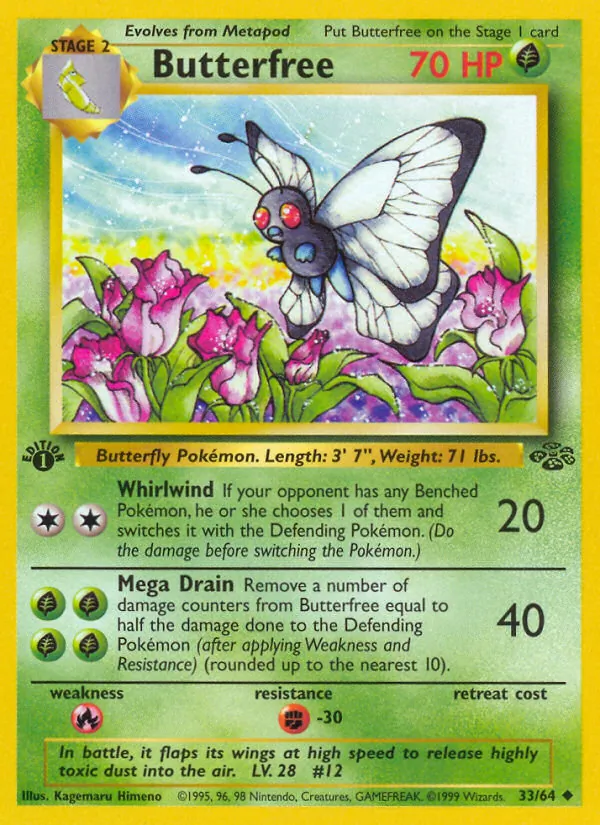 Carta Butterfree, número 33/64 da coleção Selva