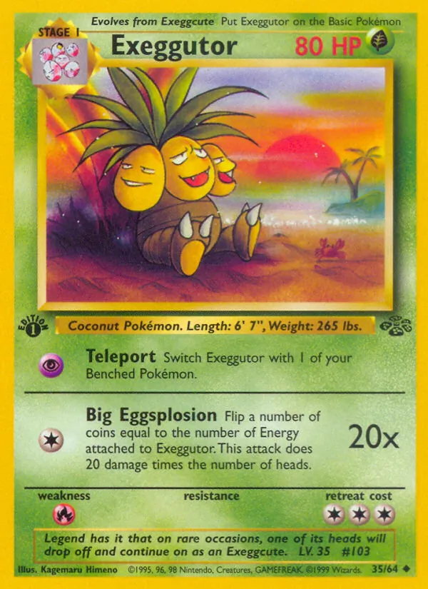 Carta Exeggutor, número 35/64 da coleção Selva