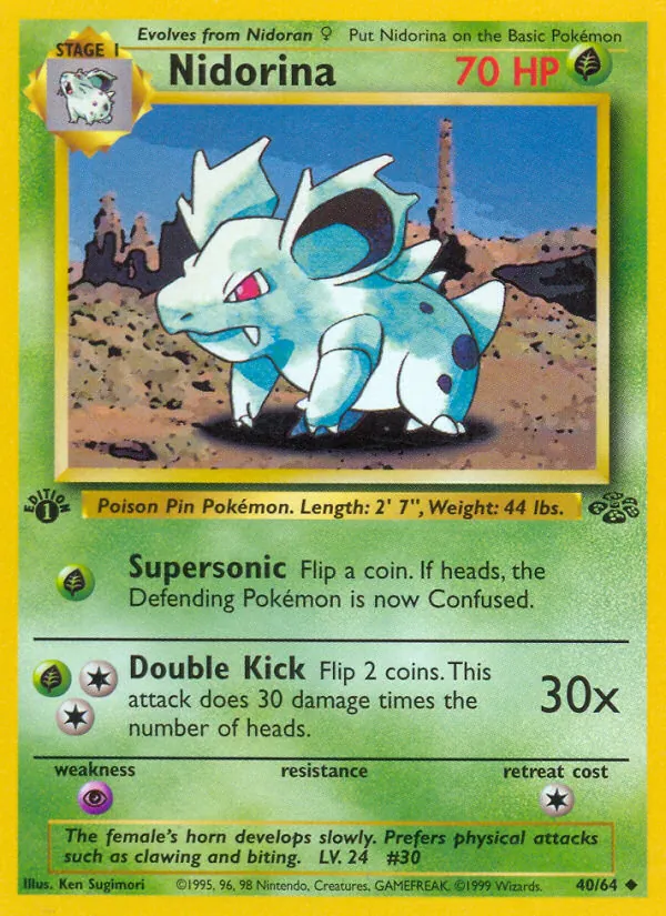 Carta Nidorina, número 40/64 da coleção Selva
