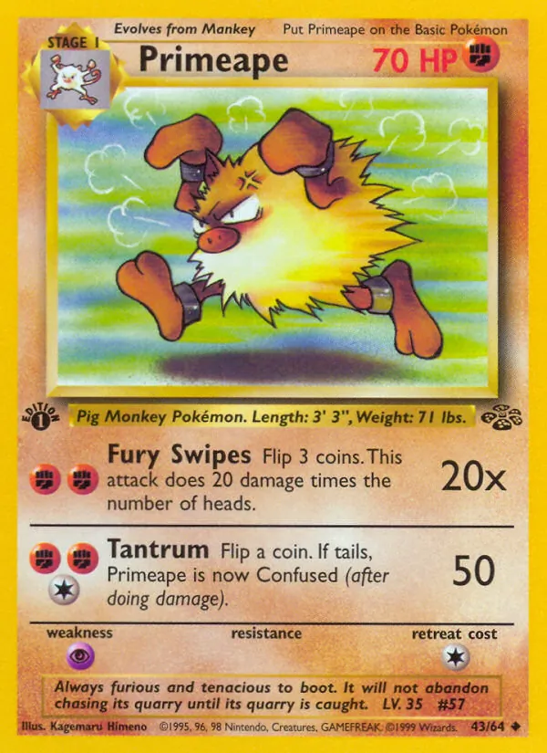 Carta Primeape, número 43/64 da coleção Selva