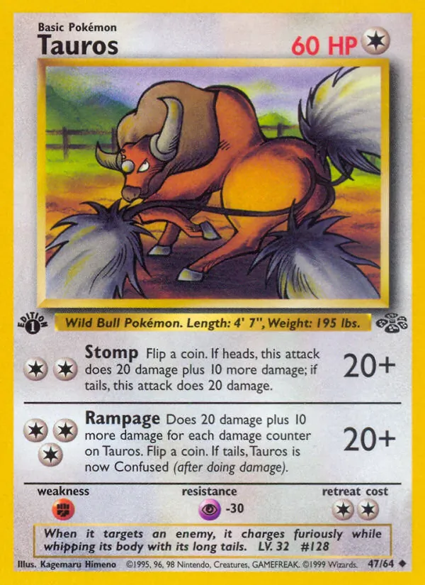 Carta Tauros, número 47/64 da coleção Selva