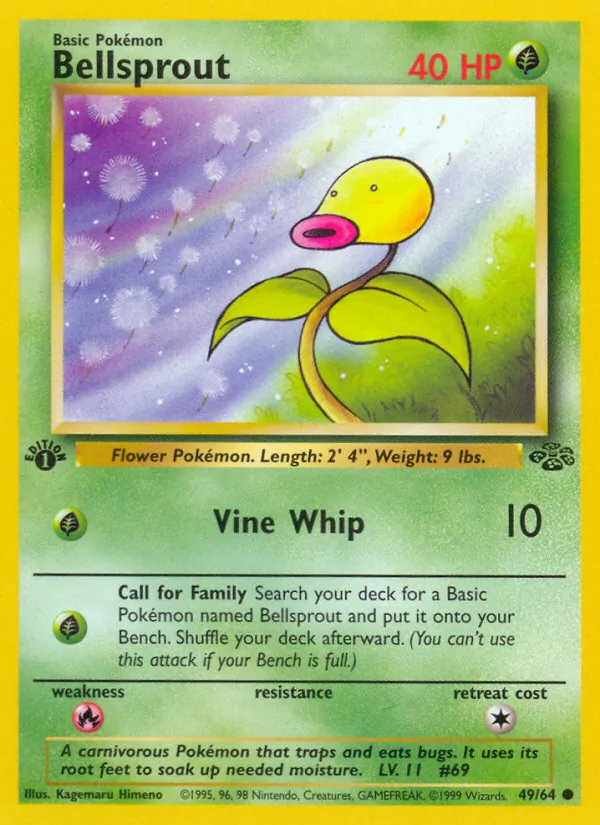 Carta Bellsprout, número 49/64 da coleção Selva