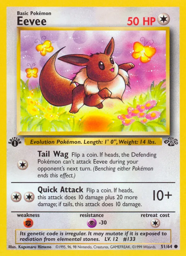 Carta Eevee, número 51/64 da coleção Selva