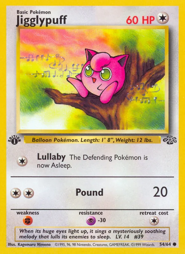 Carta Jigglypuff, número 54/64 da coleção Selva