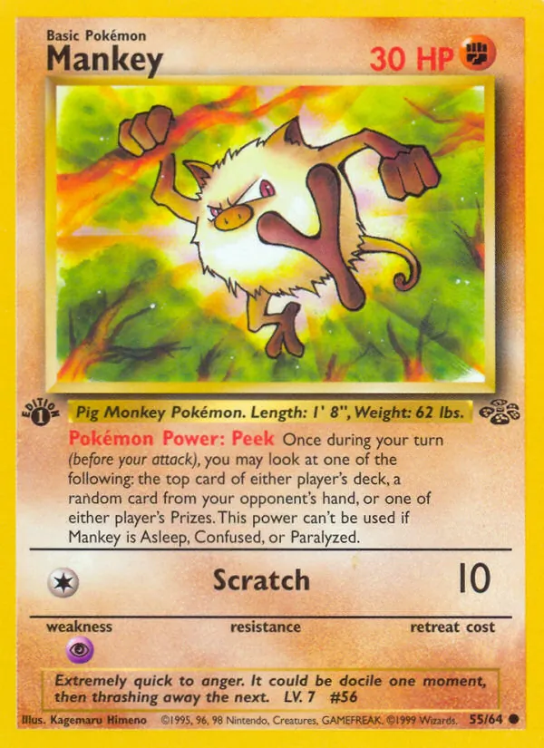 Carta Mankey, número 55/64 da coleção Selva