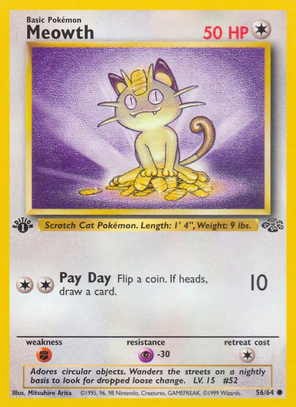 Carta Meowth, número 56/64 da coleção Selva