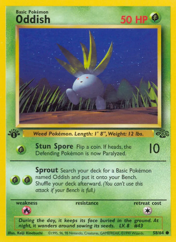 Carta Oddish, número 58/64 da coleção Selva