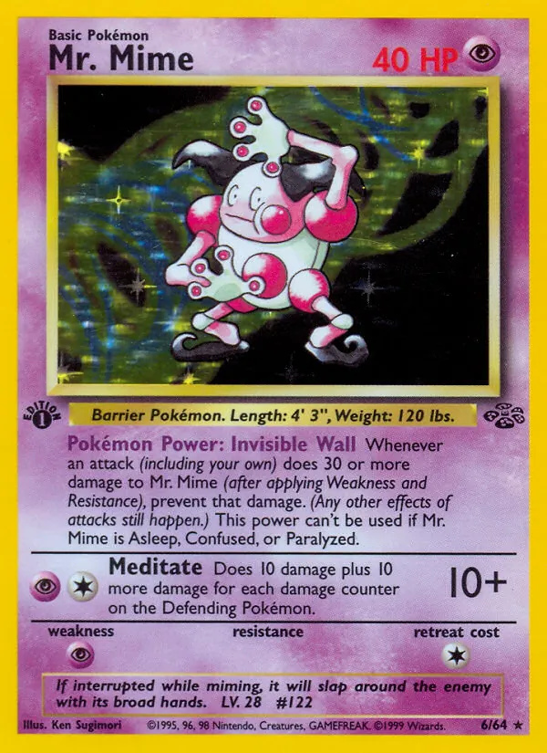 Carta Mr. Mime, número 6/64 da coleção Selva