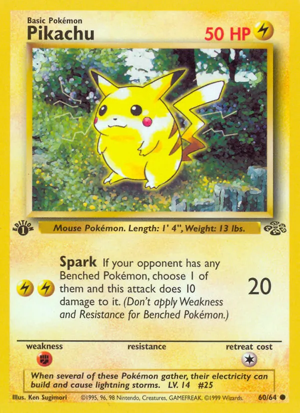 Carta Pikachu, número 60/64 da coleção Selva