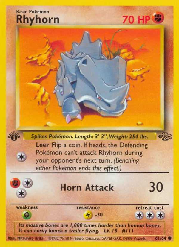 Carta Rhyhorn, número 61/64 da coleção Selva
