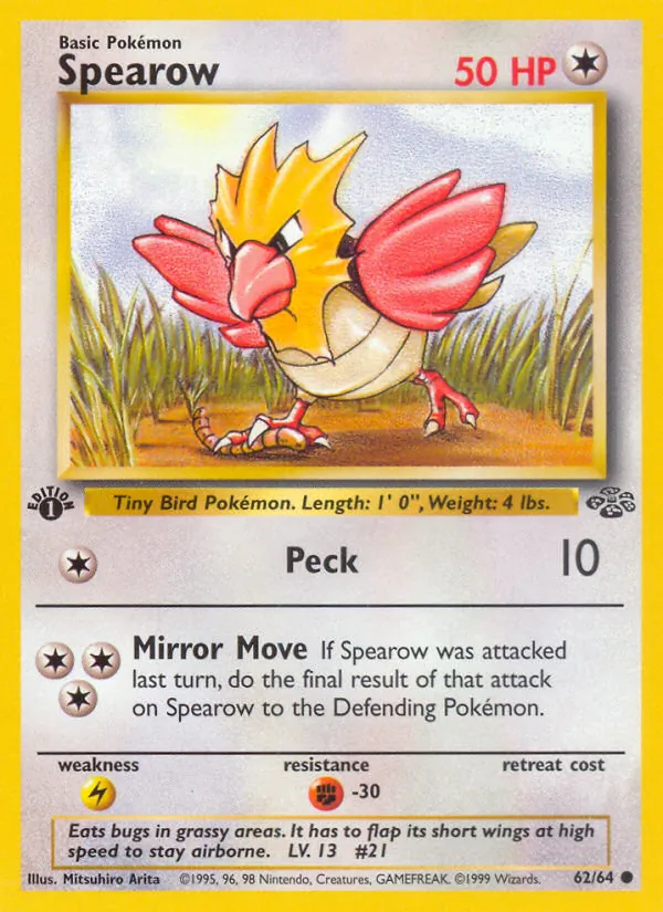 Carta Spearow, número 62/64 da coleção Selva